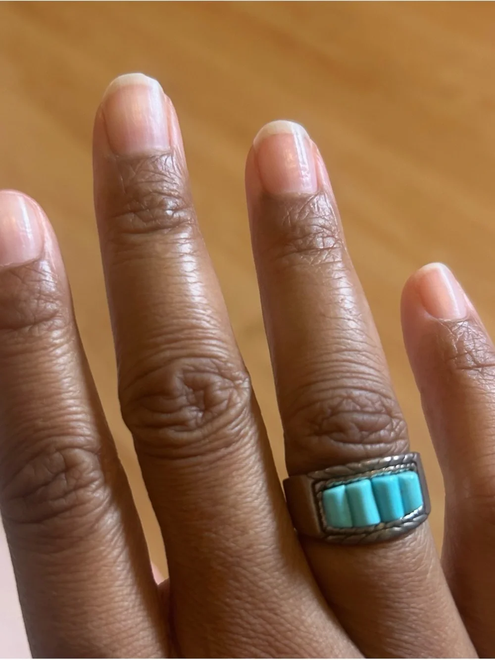 Vintage CJC Sterling Silver Turquoise Corn Row Ring Size 9 Stamped 925